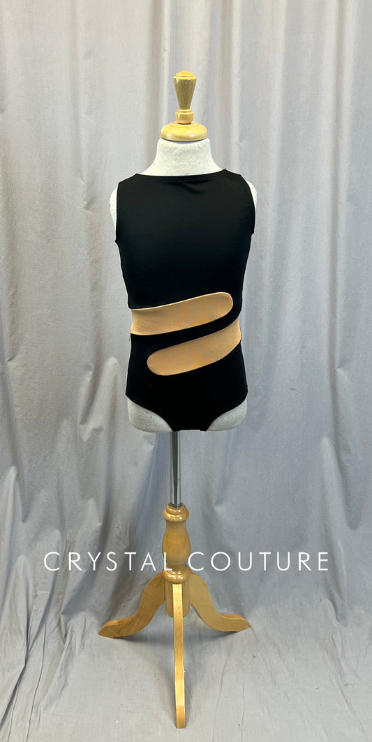 *Brand New* Black Leotard with Nude Mesh Wrapped Detail