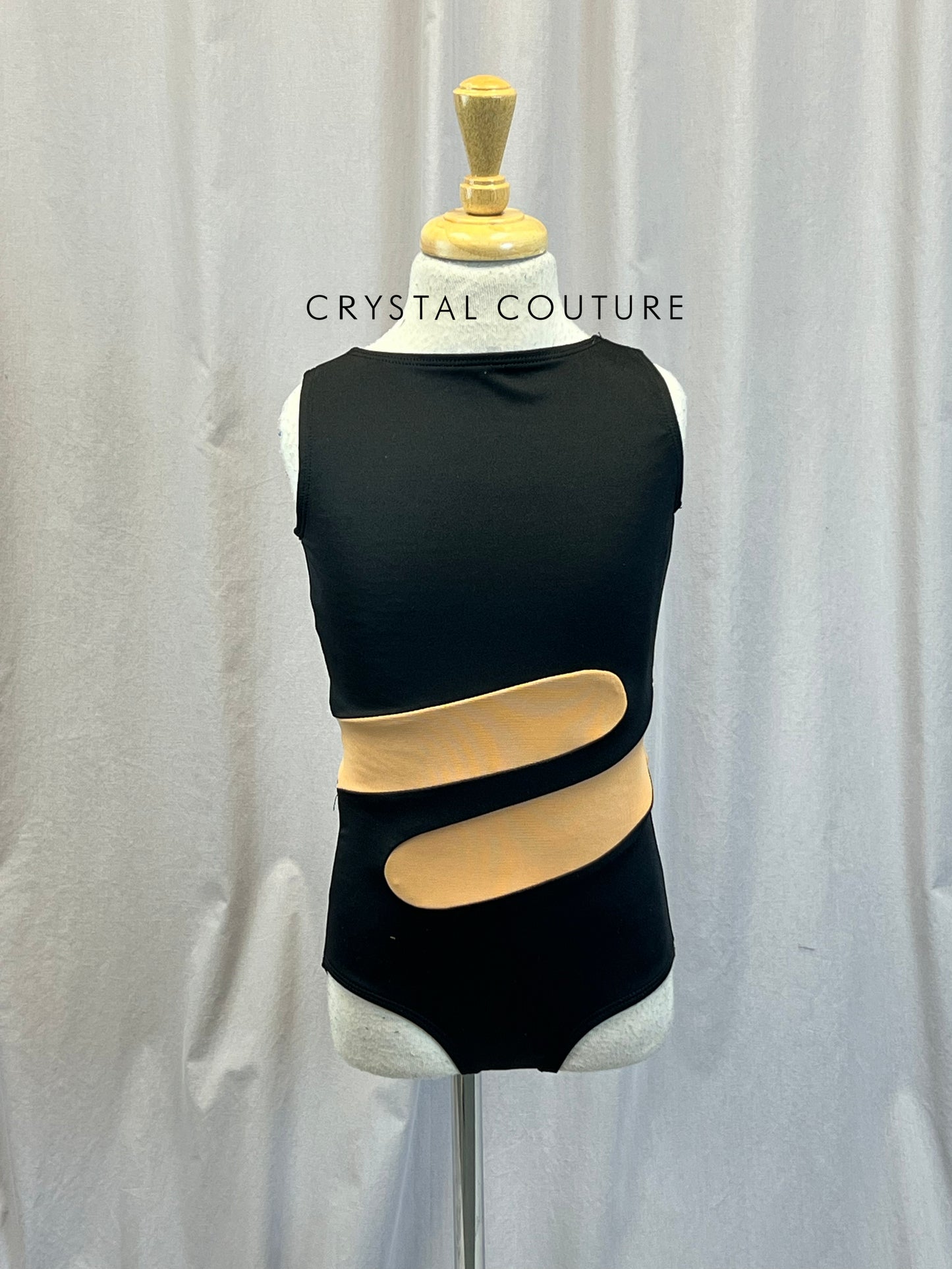 *Brand New* Black Leotard with Nude Mesh Wrapped Detail