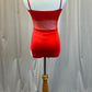Red Sweetheart Neckline Leotard -Rhinestones, Hairpiece