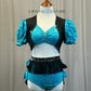 Custom Western Style Top and Brief Set With Vest and Fringe Skirt -Rhinestones