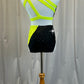 Custom Neon Yellow and Black Diagonal Color Block Set -Rhinestones