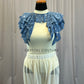 Custom Ivory and Dusty Blue Lace Leotard and Mesh Pants Set -Rhinestones