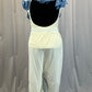 Custom Ivory and Dusty Blue Lace Leotard and Mesh Pants Set -Rhinestones