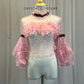 Custom Pink Polka Dot Frilly Tulle Top w/ Black Trim -Rhinestones