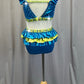 Blue and Green Top and Brief Two Piece - Rhinestones