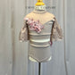 Mauve Flutter Sleeve Two Piece Set - Rhinestones -Appliques