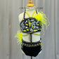 Black and Yellow Strappy Leotard- Rhinestones