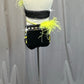 Black and Yellow Strappy Leotard- Rhinestones
