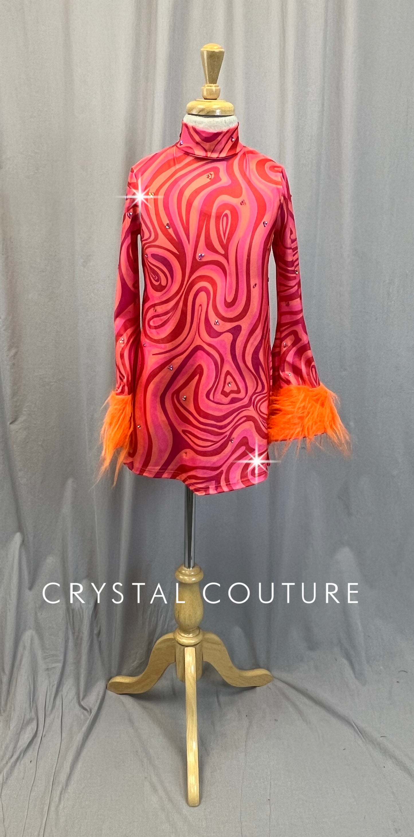 Pink and Orange Disco Dress-Built In Leotard