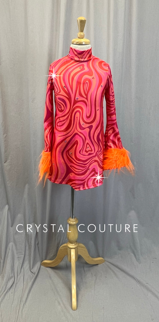 Pink and Orange Disco Dress-Built In Leotard