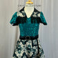 Turquoise, Black, and Cream Western Dress - Rhinestones