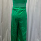 Green Lycra and Mesh Leotard with Buttons, Green High Waisted Pants - Rhinestones