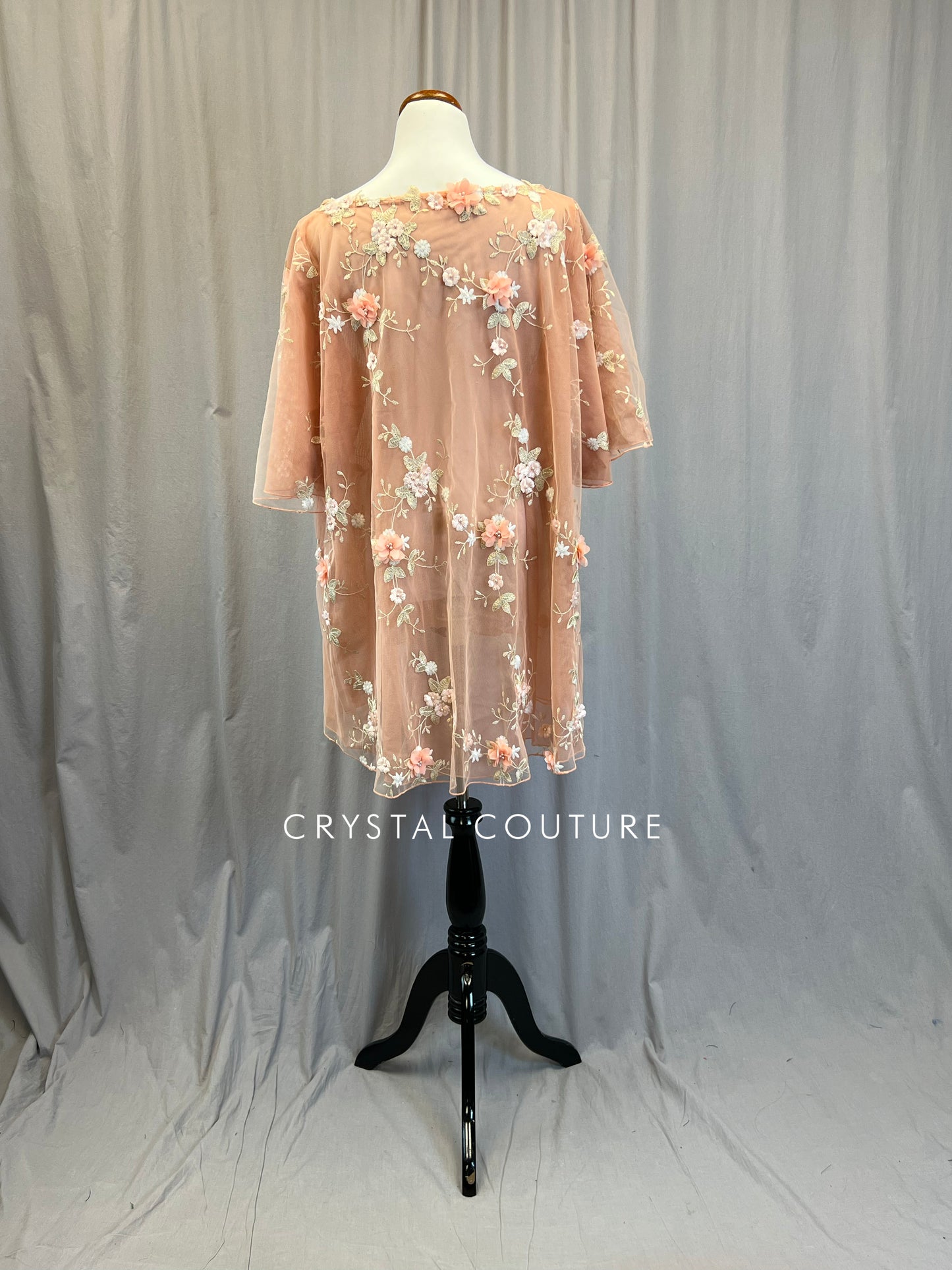 Peach Floral Mesh Dress