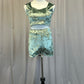 Mint Crushed Velvet Crop Top and Shorts Two Piece