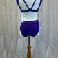 Purple Mock V-Neck Bra Top and High Waisted Brief Two-Piece Set - Rhinestones