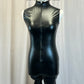 Black Shiny Nylon Mock Neck Front Zip Unitard