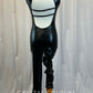 Black Shiny Nylon Mock Neck Front Zip Unitard