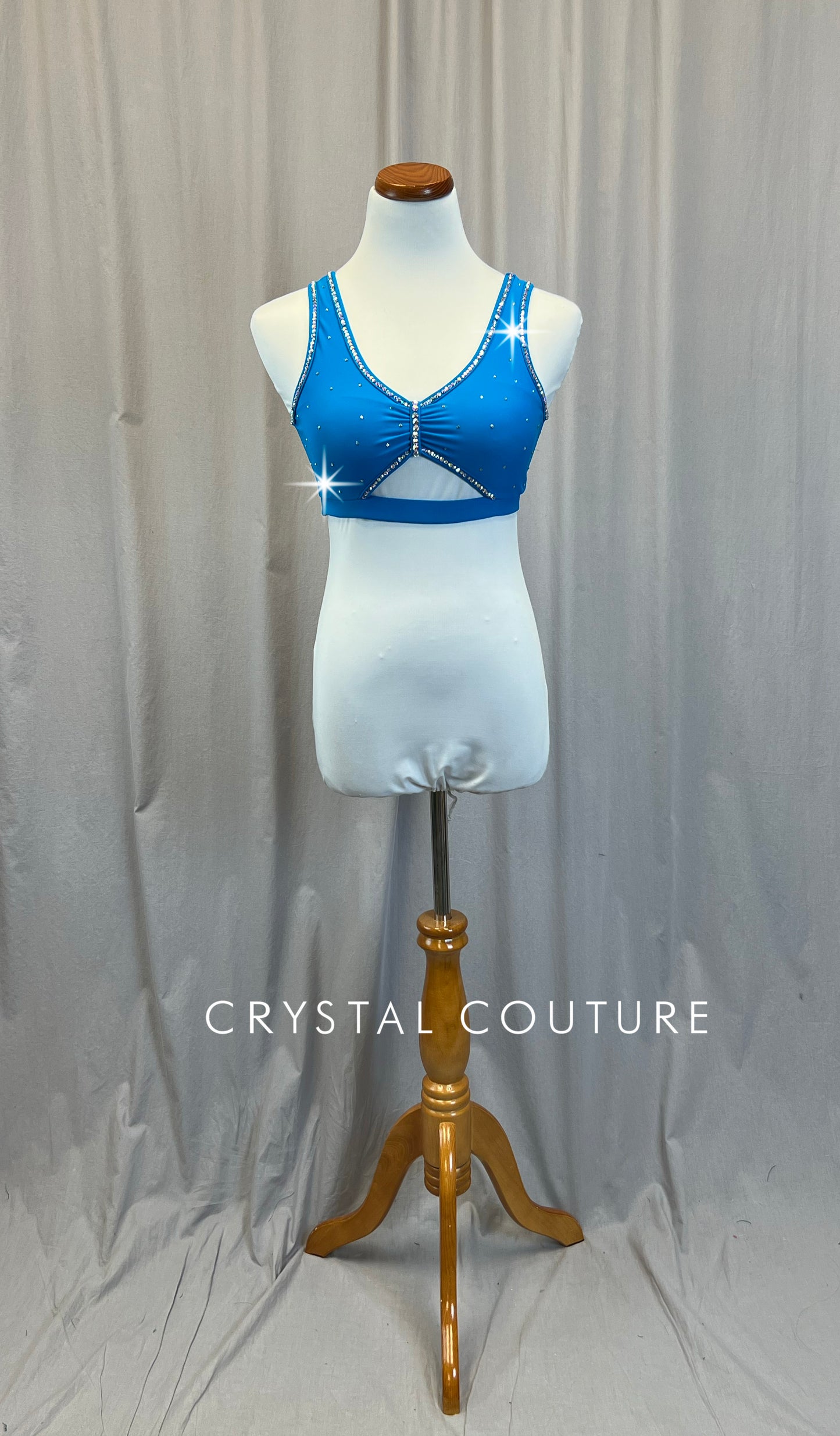 Teal/Blue Bra Top- Rhinestones