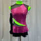 Pink, Black, and Green Sequin and Mesh Biketard - accessories