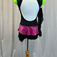 Pink, Black, and Green Sequin and Mesh Biketard - accessories