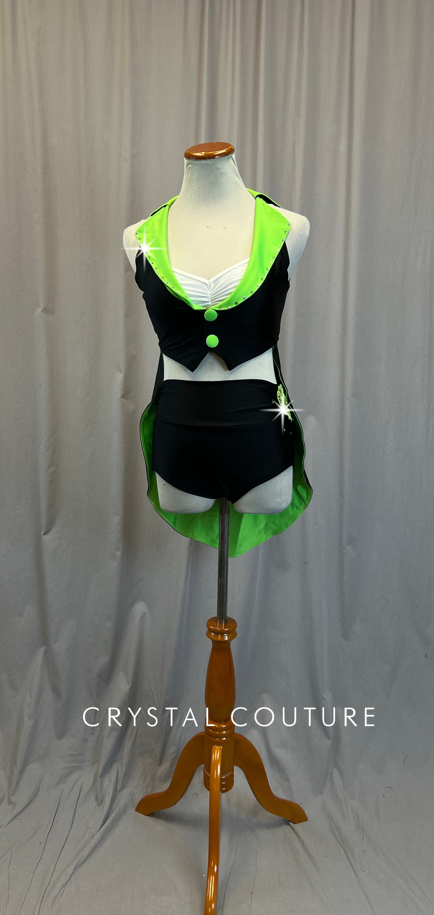 Black and Green Tuxedo Three Piece Set- Rhinestones