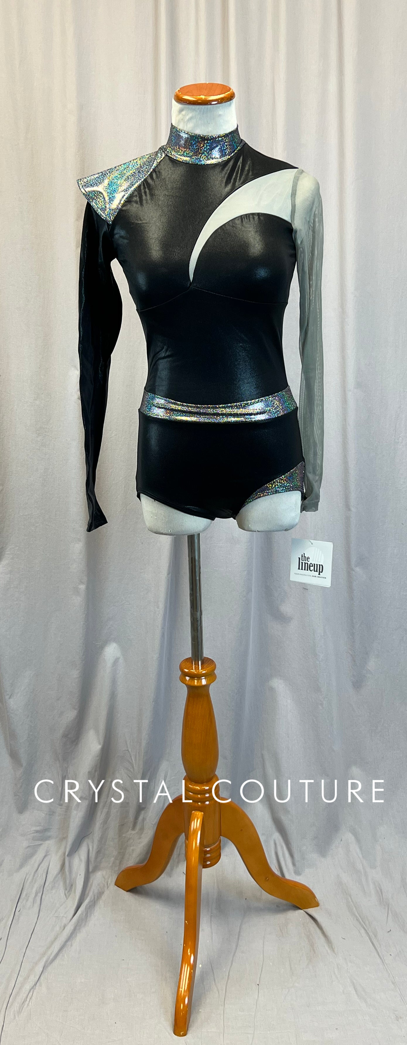*Brand New* Black and Holographic Long Sleeve Mockneck Leotard
