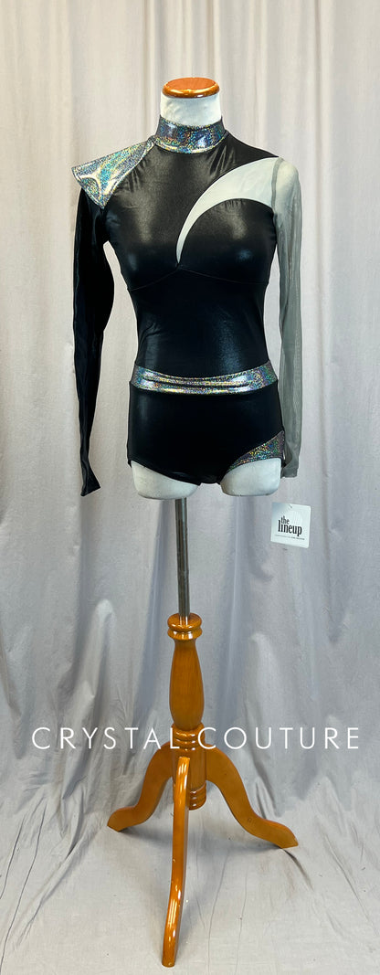 *Brand New* Black and Holographic Long Sleeve Mockneck Leotard