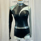 *Brand New* Black and Holographic Long Sleeve Mockneck Leotard