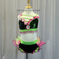 Pink, Green, and Black with Beaded and Floral Accents Two-Piece.