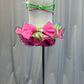 Pink, Green, and Black with Beaded and Floral Accents Two-Piece.