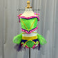 Green, Purple, Pink Heart Shaped Two-Piece Set - Rhinestones