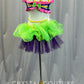 Green, Purple, Pink Heart Shaped Two-Piece Set - Rhinestones
