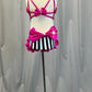 Black and White Striped Leo with Pink Accents -Rhinestones
