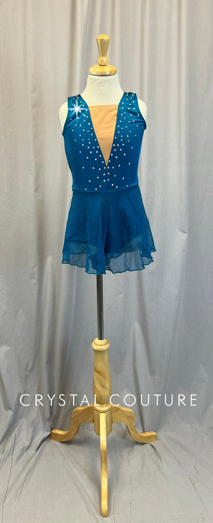 Dark Teal Flutter Shorts Romper - Rhinestones