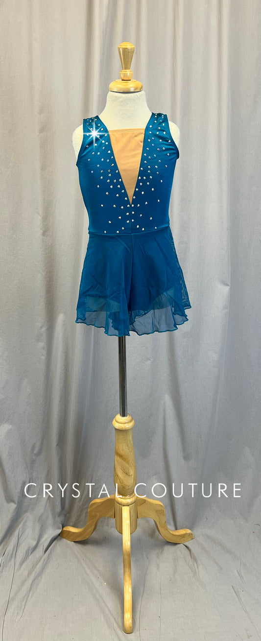 Dark Teal Flutter Shorts Romper - Rhinestones