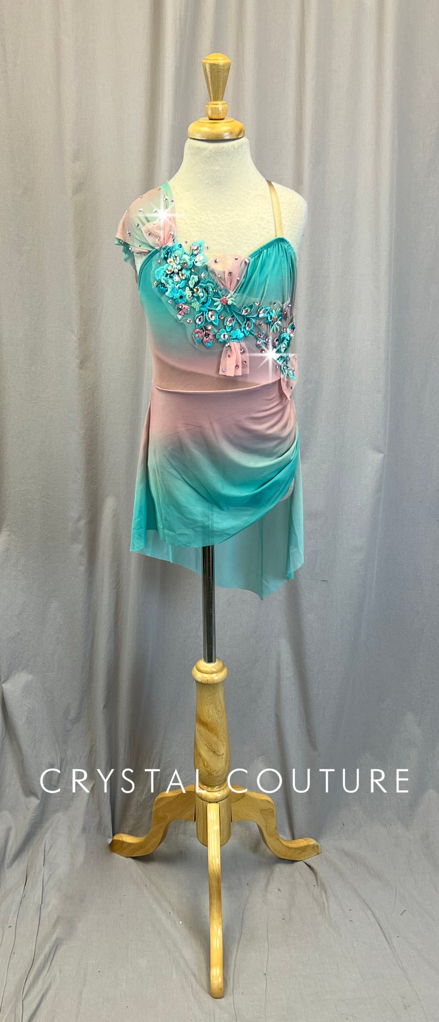 Pink and Aqua Ombre Dress - Rhinestones
