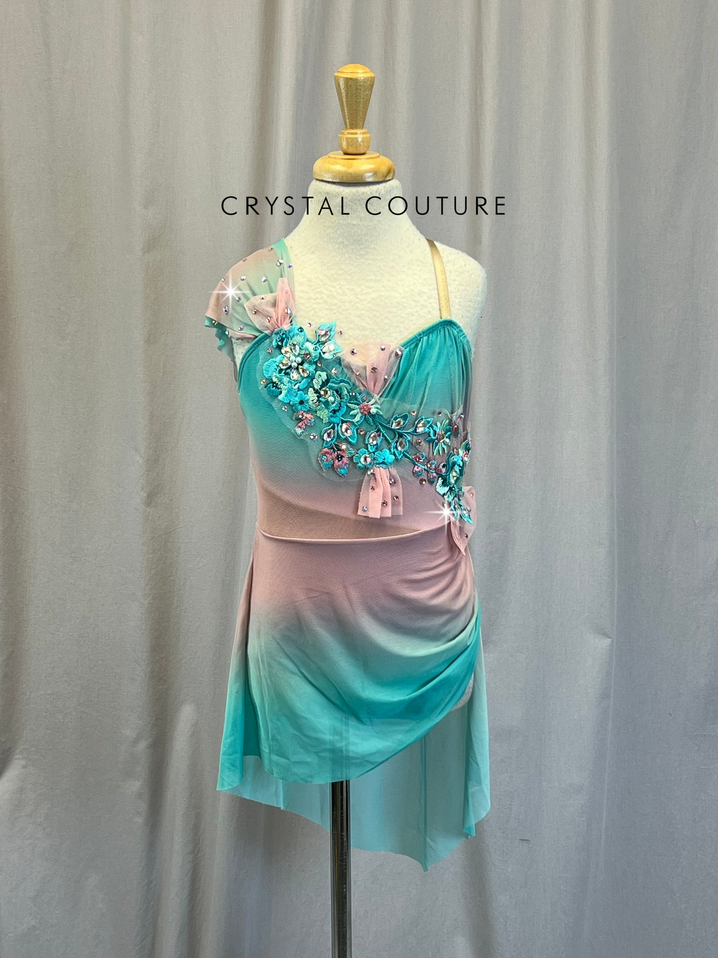 Pink and Aqua Ombre Dress - Rhinestones