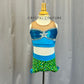 Teal and Green Mermaid Two Piece Set - Rhinestones