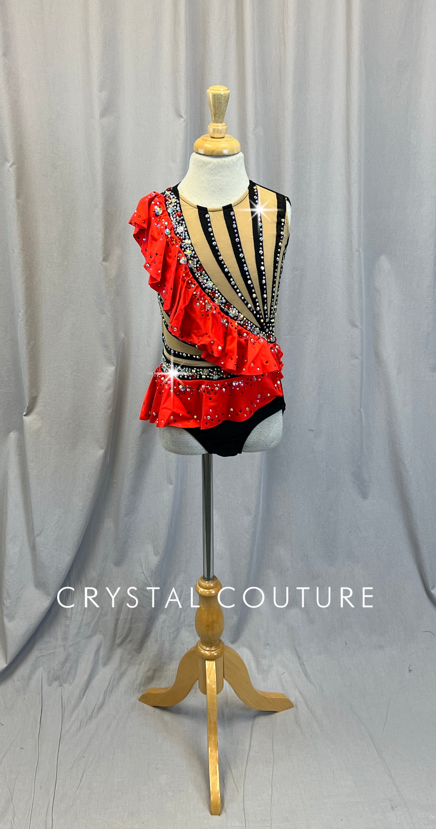 Black, Tan, and Red Leotard