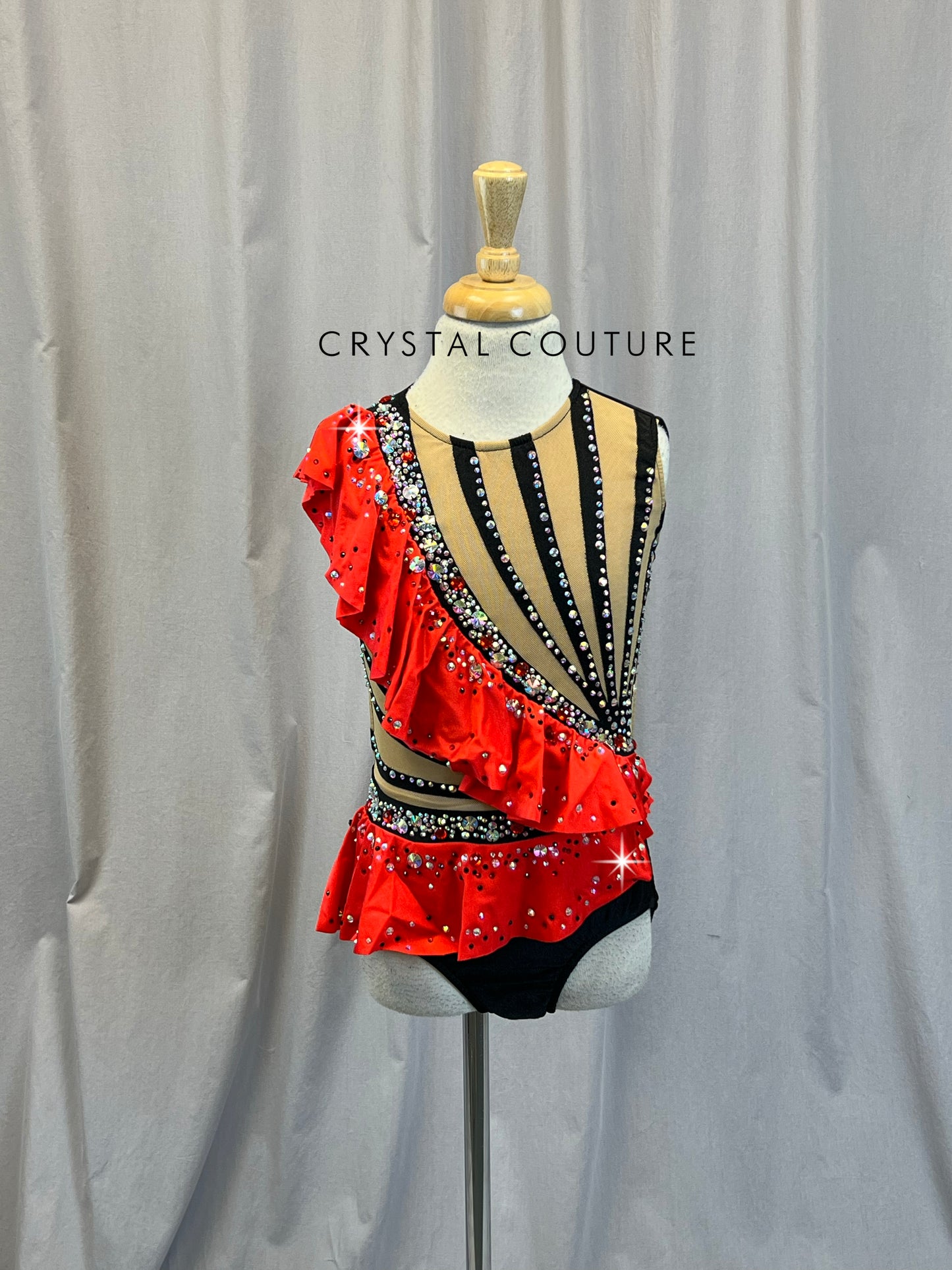 Black, Tan, and Red Leotard
