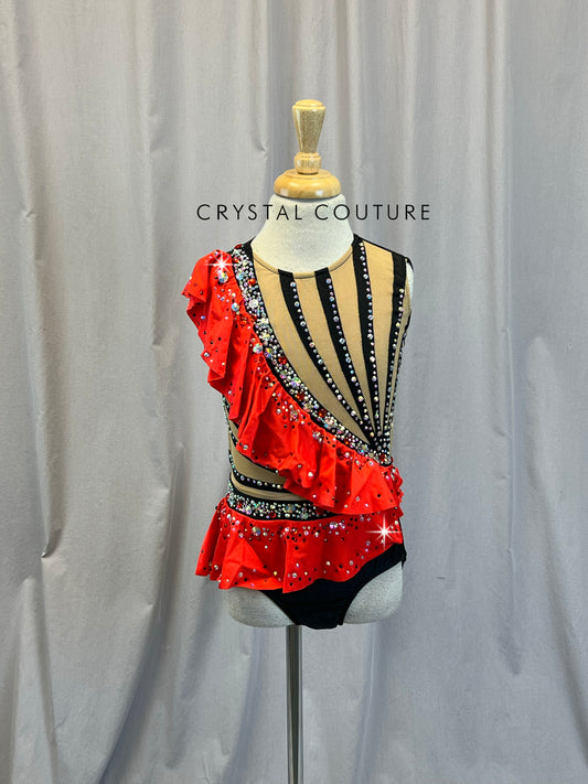 Black, Tan, and Red Leotard