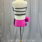 Pink and Black Gemstone Belt Leotard - Rhinestones