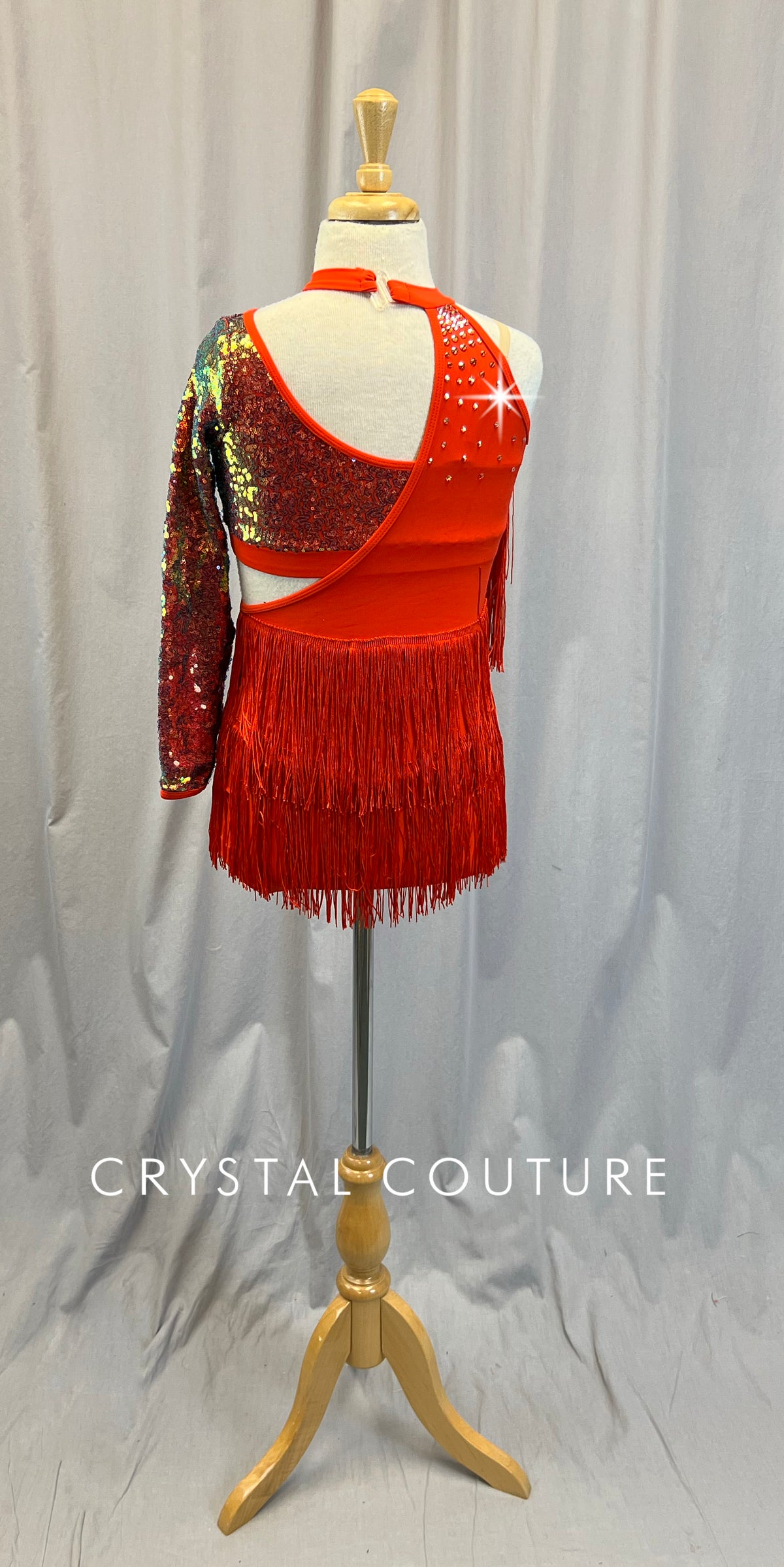 Stylish Red Bling 2 pc outfit Sz Med Luxury Rhinestone Red Sexy Cut Out Two Piece Pants Bandage  main image 3