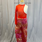 Red and Peach Parachute Pant Asymmetrical Unitard