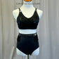 Custom Black Crop Top and Brief Two-Piece Set - Rhinestones