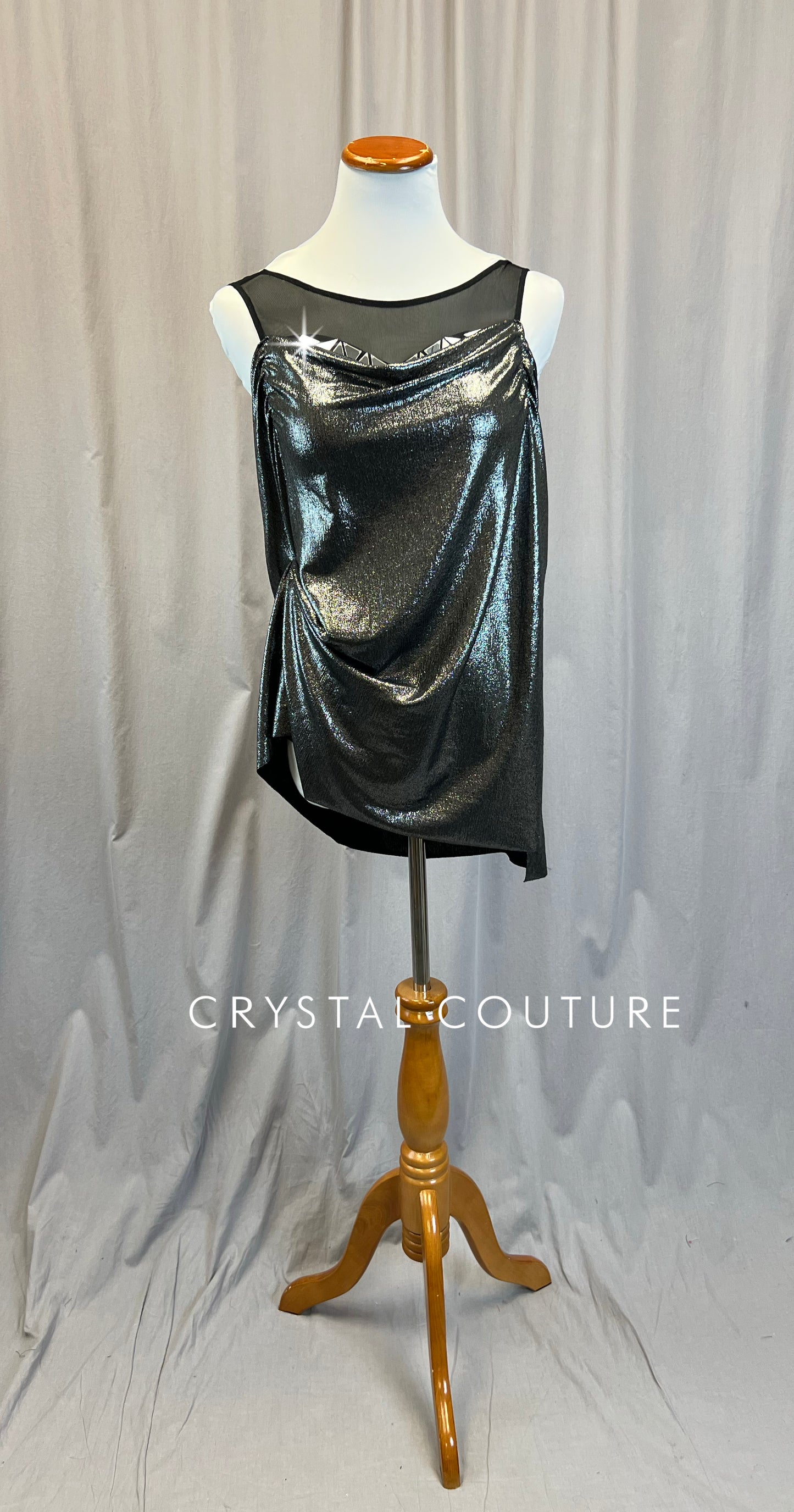 Custom Black/Gray Metallic Dress with Mirror Accents