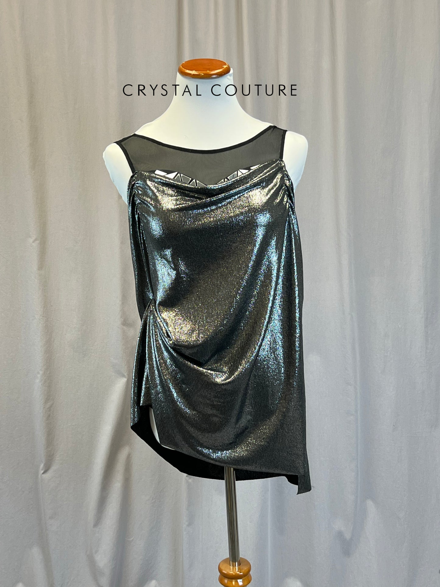 Custom Black/Gray Metallic Dress with Mirror Accents