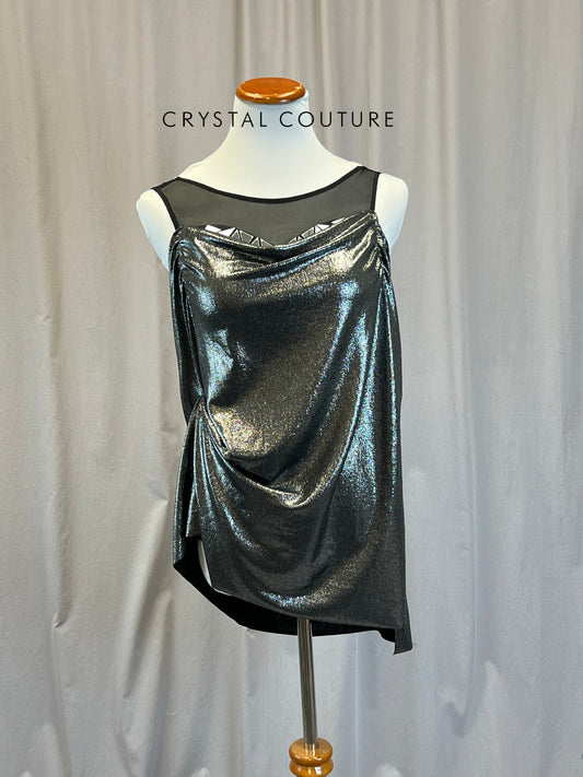 Custom Black/Gray Metallic Dress with Mirror Accents