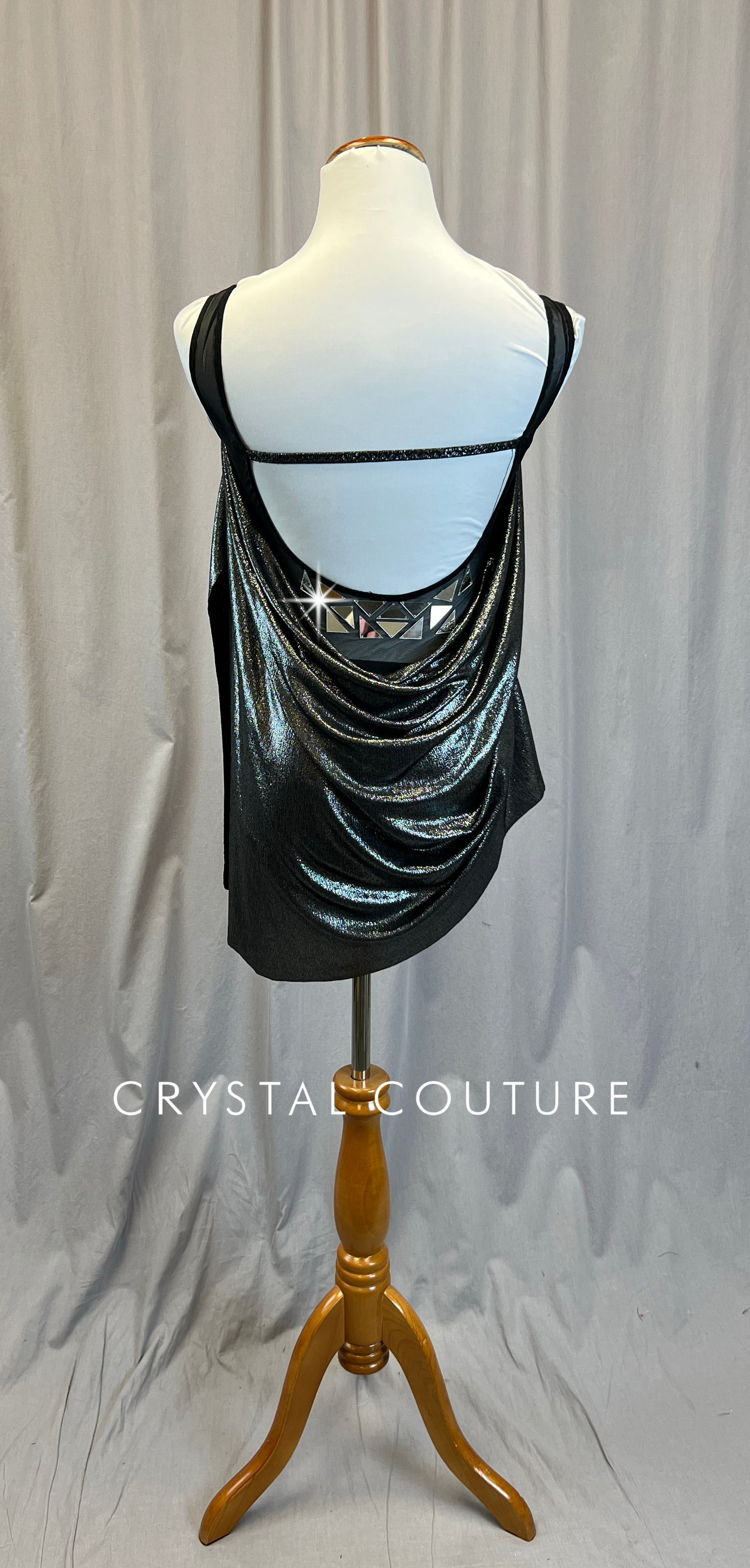 Custom Black/Gray Metallic Dress with Mirror Accents