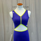 Custom Purple Biketard with Lime/Yellow Trim - Rhinestones
